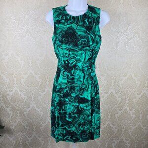MICHAEL Michael Kors Size 4 Green Black Malachite Look Dress Bodycon Sleeveless